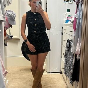 Zara Black Skort Set with Gold Buttons